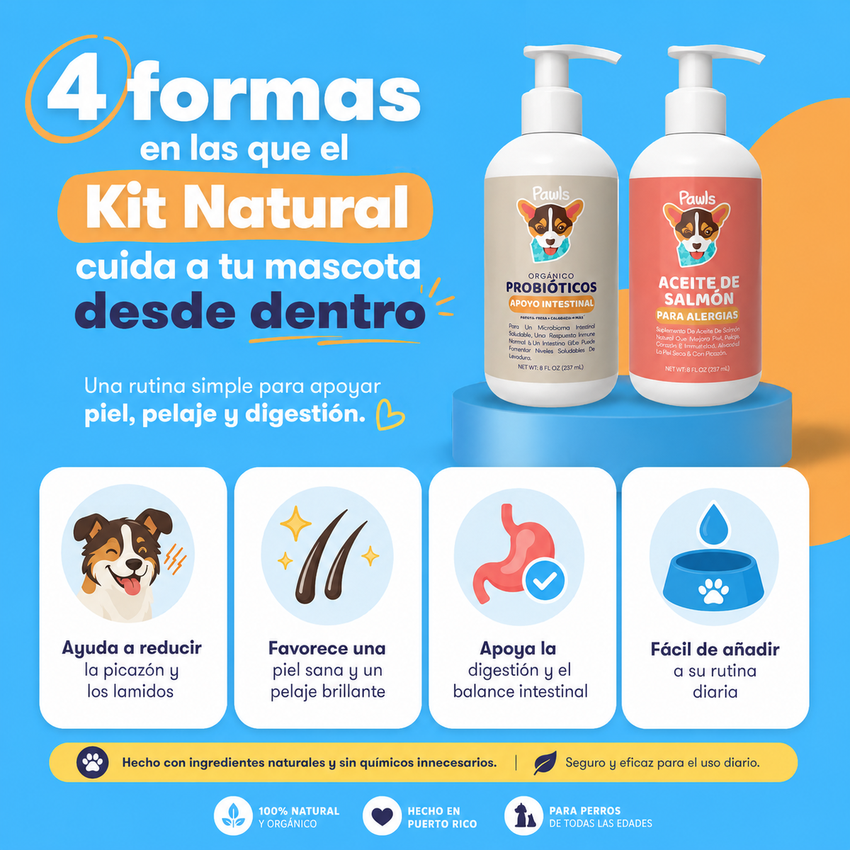 Kit Natural: Para Piel, Pelaje y Digestión de tu Mascota