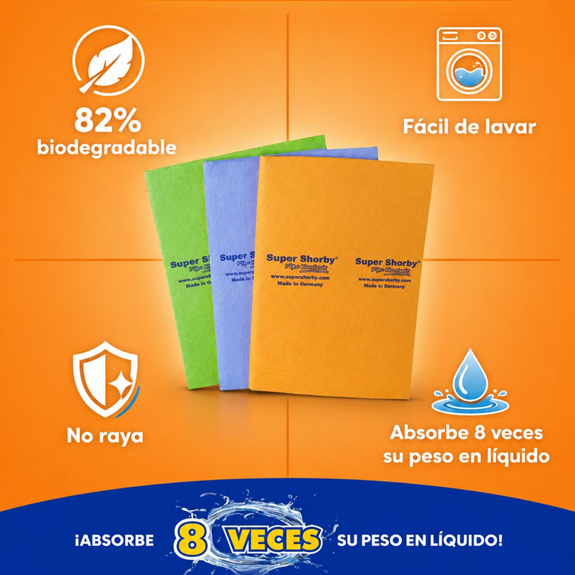 Super Shorby® Paños Ultra Absorbentes Reutilizables